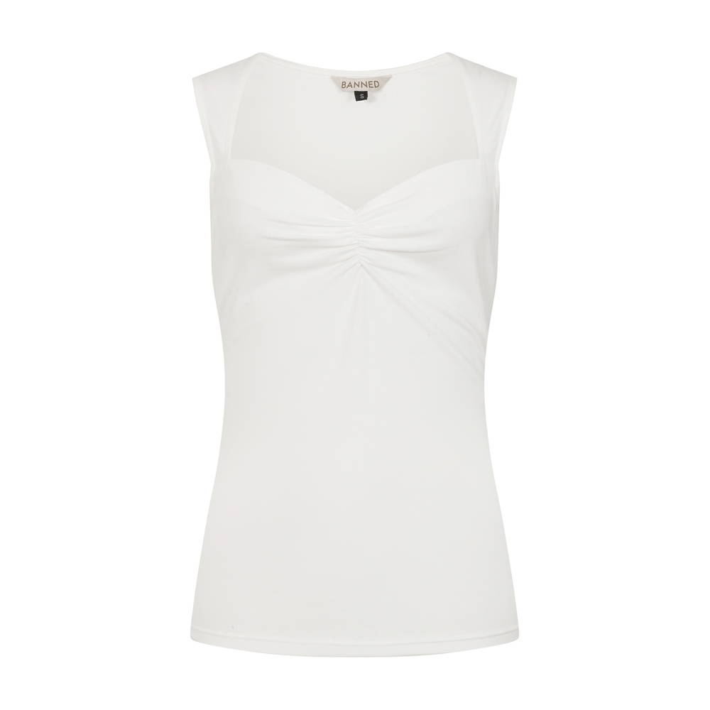 Banned - Jade Jersey Sleeveless top - White